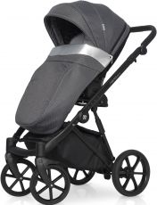 Детская коляска 2 в 1 Riko Nano Pro 02 Onyx (св. серая кожа – т. серая ткань)